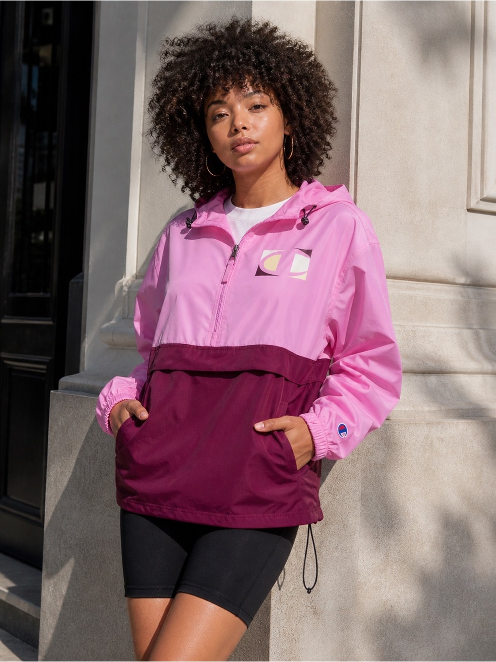 Champion Jacket Pink Stadium Packable Wind Water Resistant NWT